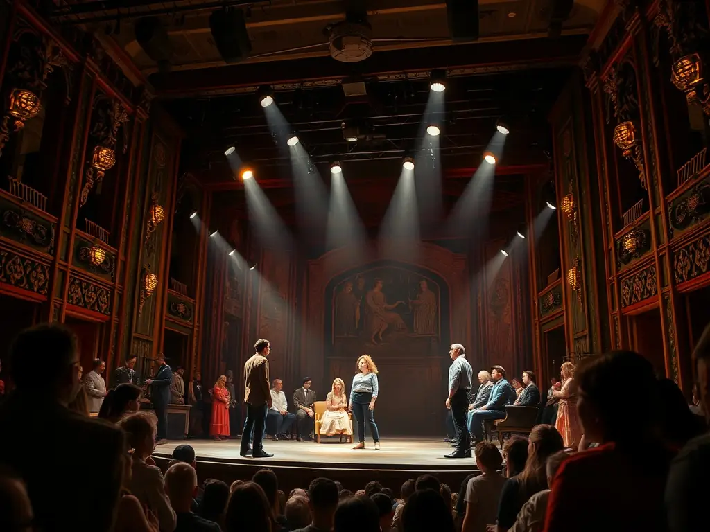 A photograph capturing a lively theater performance at MJC Montluçon, showcasing the drama and excitement of the event.